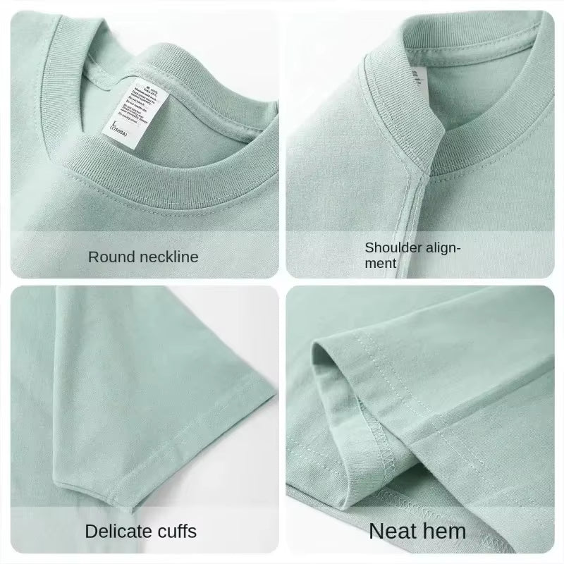 Summer Cotton Heavy Duty 300Grams American Pure Cotton Short Sleeves T-Shirt Men Casual Base Top Oversized T Shirt