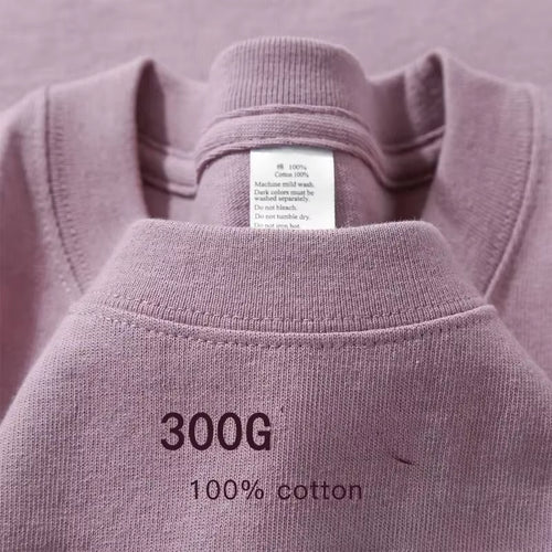 Summer Cotton Heavy Duty 300Grams American Pure Cotton Short Sleeves T-Shirt Men Casual Base Top Oversized T Shirt